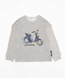 HAKKA KIDS（ハッカキッズ）の「[ジュニサイズ・ボーイズ]h／BOY　ボーダー切替クラシックバイク刺しゅう長袖Tシャツ（Tシャツ/カットソー・キッズ）」