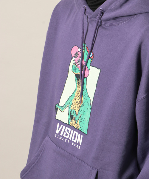 VISION STREET WEAR(ヴィジョンストリートウェア)の「VISION 恐竜パーカー(パーカー・メンズ・オフホワイト/ブラック/パープル・LL/L/M)」の7枚目の写真