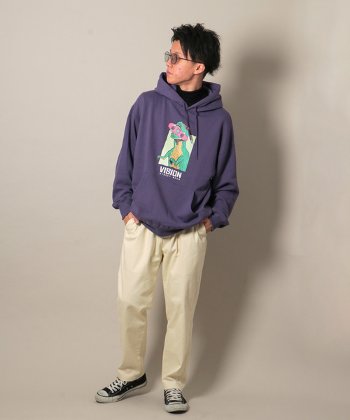VISION STREET WEAR(ヴィジョンストリートウェア)の「VISION 恐竜パーカー(パーカー・メンズ・オフホワイト/ブラック/パープル・LL/L/M)」の8枚目の写真