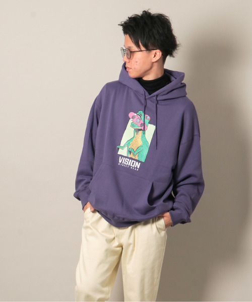 VISION STREET WEAR(ヴィジョンストリートウェア)の「VISION 恐竜パーカー(パーカー・メンズ・オフホワイト/ブラック/パープル・LL/L/M)」の9枚目の写真
