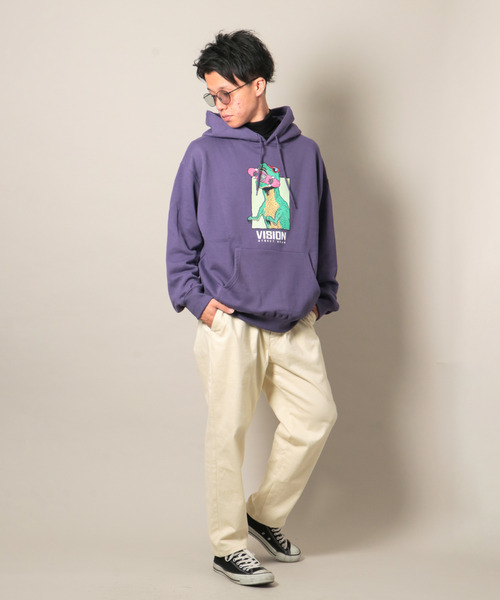 VISION STREET WEAR(ヴィジョンストリートウェア)の「VISION 恐竜パーカー(パーカー・メンズ・オフホワイト/ブラック/パープル・LL/L/M)」の12枚目の写真