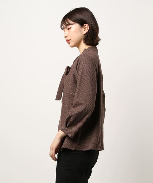 fleur by mint breeze（フルールバイミントブリーズ）の「【大きいサイズ】起毛千鳥柄カットソー（Tシャツ/カットソー・レディース・ブラック/ブラウン・L/LL/3L/4L/5L）」の3枚目の写真