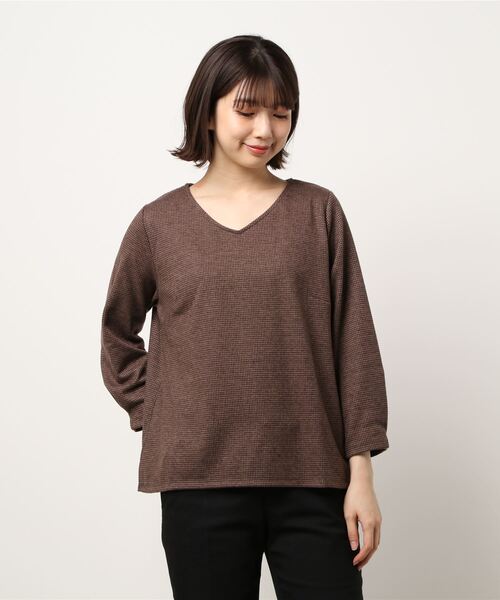 fleur by mint breeze（フルールバイミントブリーズ）の「【大きいサイズ】起毛千鳥柄カットソー（Tシャツ/カットソー・レディース・ブラック/ブラウン・L/LL/3L/4L/5L）」の5枚目の写真
