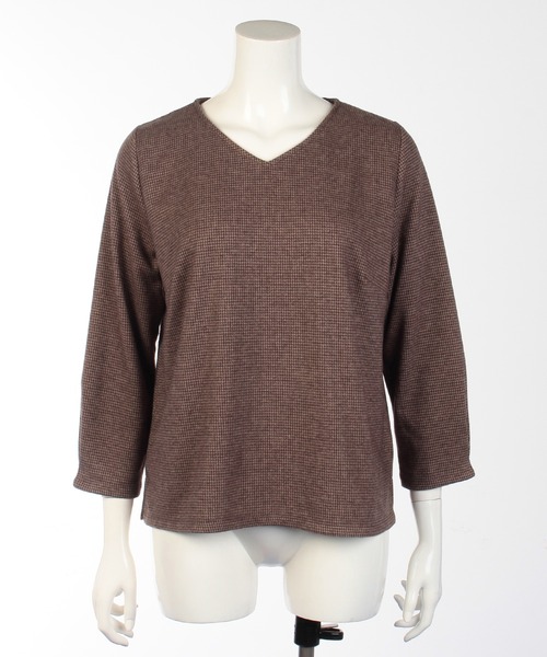 fleur by mint breeze（フルールバイミントブリーズ）の「【大きいサイズ】起毛千鳥柄カットソー（Tシャツ/カットソー・レディース・ブラック/ブラウン・L/LL/3L/4L/5L）」の9枚目の写真