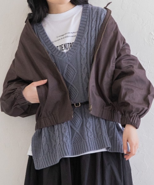 Mysa&Liina（ミーサリーナ）の「配色衿スクールブルゾン（ブルゾン・レディース・チャコールグレー/ブルー/キナリ・M）」の18枚目の写真