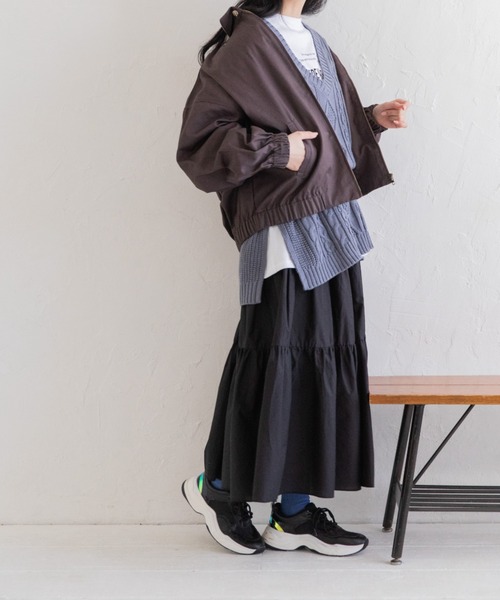 Mysa&Liina（ミーサリーナ）の「配色衿スクールブルゾン（ブルゾン・レディース・チャコールグレー/ブルー/キナリ・M）」の15枚目の写真