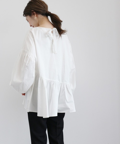 AMERICAN HOLIC(アメリカンホリック)の「イレヘム袖デザインブラウス *●(シャツ/ブラウス・レディース・オフホワイト/ブラック/チャコールグレー・FREE)」の8枚目の写真