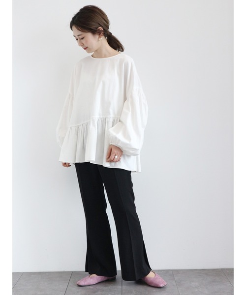 AMERICAN HOLIC(アメリカンホリック)の「イレヘム袖デザインブラウス *●(シャツ/ブラウス・レディース・オフホワイト/ブラック/チャコールグレー・FREE)」の9枚目の写真