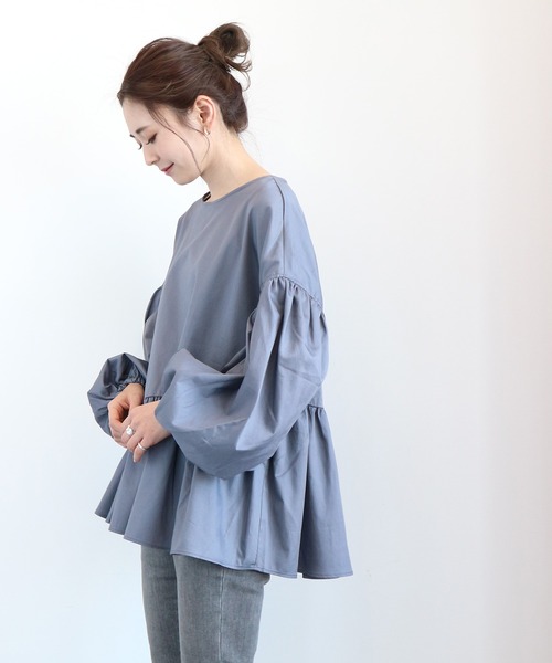 AMERICAN HOLIC(アメリカンホリック)の「イレヘム袖デザインブラウス *●(シャツ/ブラウス・レディース・オフホワイト/ブラック/チャコールグレー・FREE)」の11枚目の写真