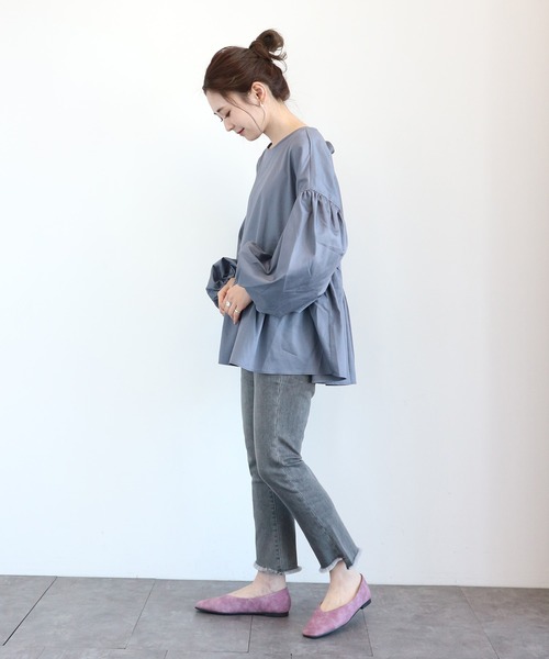 AMERICAN HOLIC(アメリカンホリック)の「イレヘム袖デザインブラウス *●(シャツ/ブラウス・レディース・オフホワイト/ブラック/チャコールグレー・FREE)」の14枚目の写真