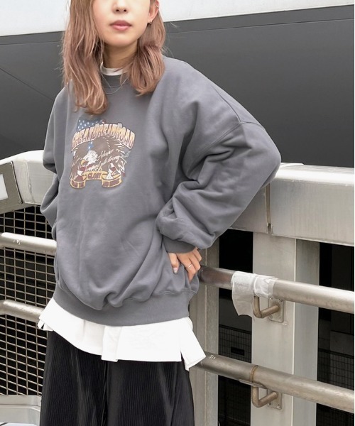 apres jour mignon(アプレジュールミニョン)の「アソート袖ボリューム裏毛スウェット【ZOZOTOWN限定アイテム】(スウェット・レディース・ブラック/ホワイト系その他/グレイッシュベージュ/アイボリー/ブラック系その他/ホワイト系その他2/チャコールグレー/クリーム/ブルー系その他/その他/ダークブルー/ブラック系その他2・フリー/X-LARGE)」の11枚目の写真