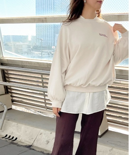 apres jour mignon(アプレジュールミニョン)の「アソート袖ボリューム裏毛スウェット【ZOZOTOWN限定アイテム】(スウェット・レディース・ブラック/ホワイト系その他/グレイッシュベージュ/アイボリー/ブラック系その他/ホワイト系その他2/チャコールグレー/クリーム/ブルー系その他/その他/ダークブルー/ブラック系その他2・フリー/X-LARGE)」の13枚目の写真