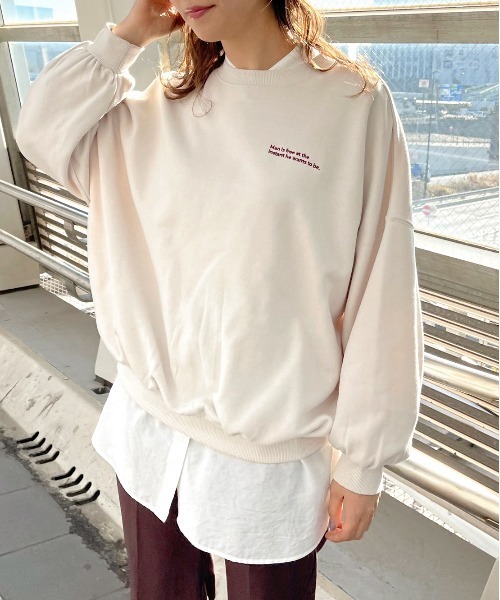 apres jour mignon(アプレジュールミニョン)の「アソート袖ボリューム裏毛スウェット【ZOZOTOWN限定アイテム】(スウェット・レディース・ブラック/ホワイト系その他/グレイッシュベージュ/アイボリー/ブラック系その他/ホワイト系その他2/チャコールグレー/クリーム/ブルー系その他/その他/ダークブルー/ブラック系その他2・フリー/X-LARGE)」の14枚目の写真