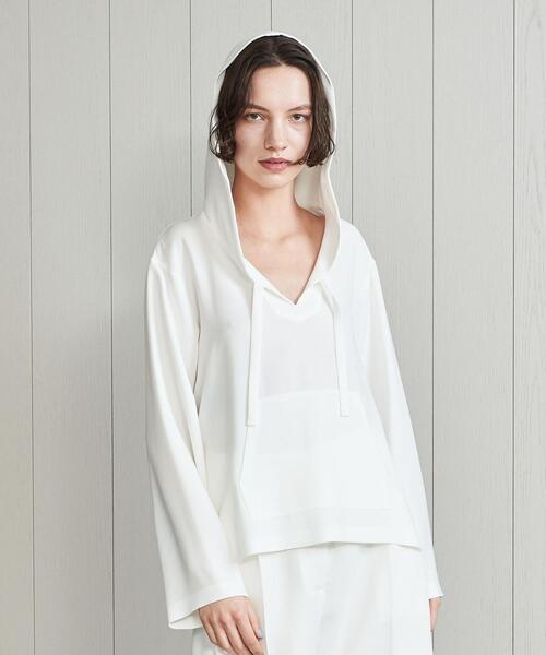 H BEAUTY&YOUTH UNITED ARROWS(エイチビューティーアンドユースユナイテッドアローズ)の「<H>DOUBLE CLOTH HOODIE/パーカー(パーカー・レディース・ホワイト/ブラック・FREE)」の6枚目の写真