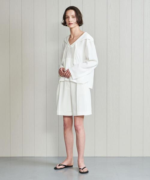 H BEAUTY&YOUTH UNITED ARROWS(エイチビューティーアンドユースユナイテッドアローズ)の「<H>DOUBLE CLOTH HOODIE/パーカー(パーカー・レディース・ホワイト/ブラック・FREE)」の4枚目の写真