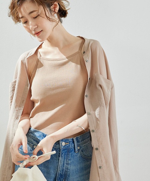 ROPE' PICNIC(ロペピクニック)の「カップ付きアメリカンスリーブキャミソール(キャミソール・レディース・オフホワイト/キャメル/スミクロ・38/36)」の1枚目の写真