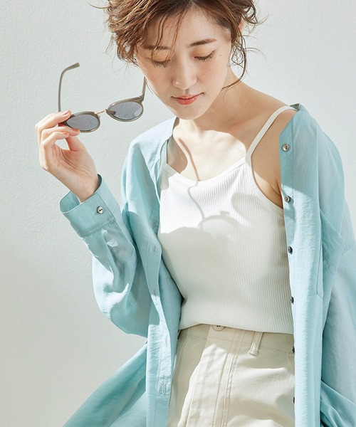 ROPE' PICNIC(ロペピクニック)の「カップ付きアメリカンスリーブキャミソール(キャミソール・レディース・オフホワイト/キャメル/スミクロ・38/36)」の2枚目の写真