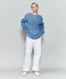 6 | ＜6(ROKU)＞MESH LONG SLEEVE PULLOVER/カットソー(Tシャツ/カットソー)