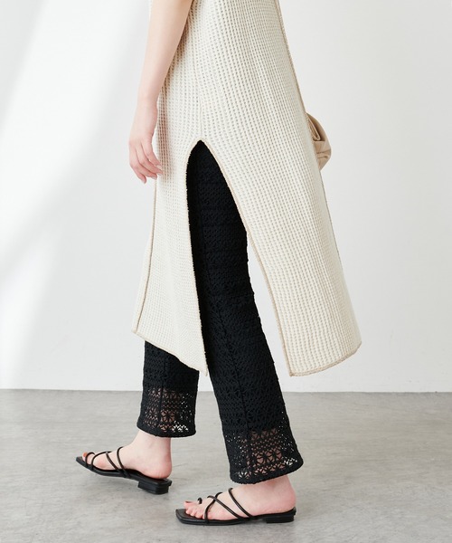 natural couture（ナチュラルクチュール）の「透かし編みレースパンツ（その他パンツ・レディース・ブラック/アイボリー・FREE）」の14枚目の写真