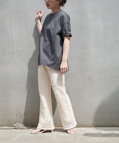 natural couture（ナチュラルクチュール）の「透かし編みレースパンツ（その他パンツ・レディース・ブラック/アイボリー・FREE）」の6枚目の写真