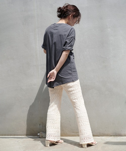 natural couture（ナチュラルクチュール）の「透かし編みレースパンツ（その他パンツ・レディース・ブラック/アイボリー・FREE）」の7枚目の写真