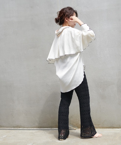 natural couture（ナチュラルクチュール）の「透かし編みレースパンツ（その他パンツ・レディース・ブラック/アイボリー・FREE）」の12枚目の写真