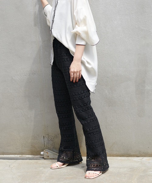 natural couture（ナチュラルクチュール）の「透かし編みレースパンツ（その他パンツ・レディース・ブラック/アイボリー・FREE）」の10枚目の写真