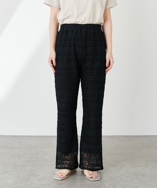 natural couture（ナチュラルクチュール）の「透かし編みレースパンツ（その他パンツ・レディース・ブラック/アイボリー・FREE）」の20枚目の写真