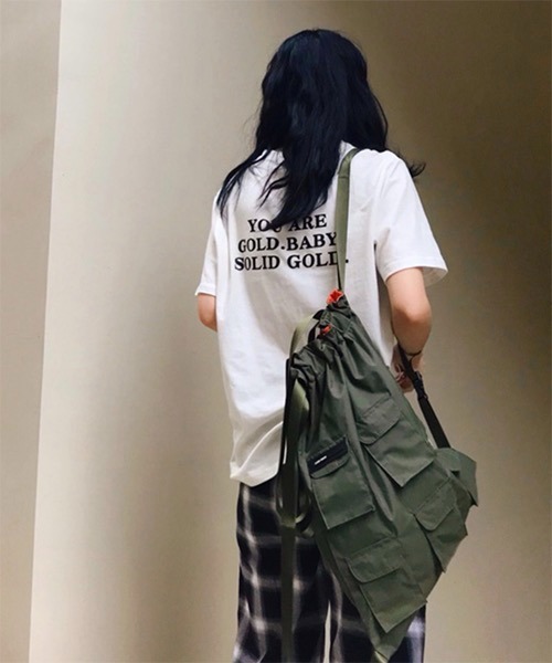 WESTBOY(ウエストボーイ)の「【WB ORIGINALS】Two-way Nylon Bag With Lots Of Pockets WO21SB04BG(バックパック/リュック・メンズ・ブラック/グリーン・FREE)」の8枚目の写真