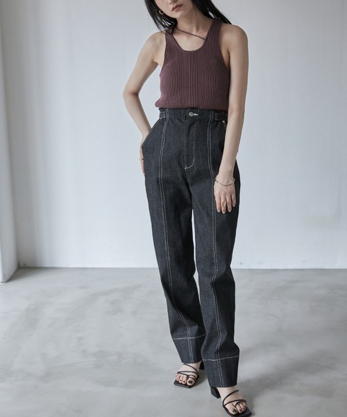 Solace（ソレイス）の「ニットアシメランダムリブタンクトップ/前後2WAY（タンクトップ・レディース・サックスブルー/ブラック/モカ・FREE）」の21枚目の写真