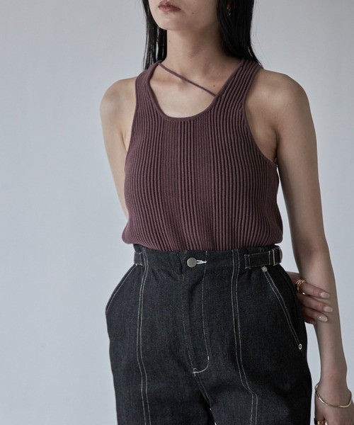 Solace（ソレイス）の「ニットアシメランダムリブタンクトップ/前後2WAY（タンクトップ・レディース・サックスブルー/ブラック/モカ・FREE）」の15枚目の写真