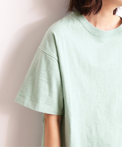 セール】スラブ天竺ワイドデザインTシャツ【手洗い可能】◇（T