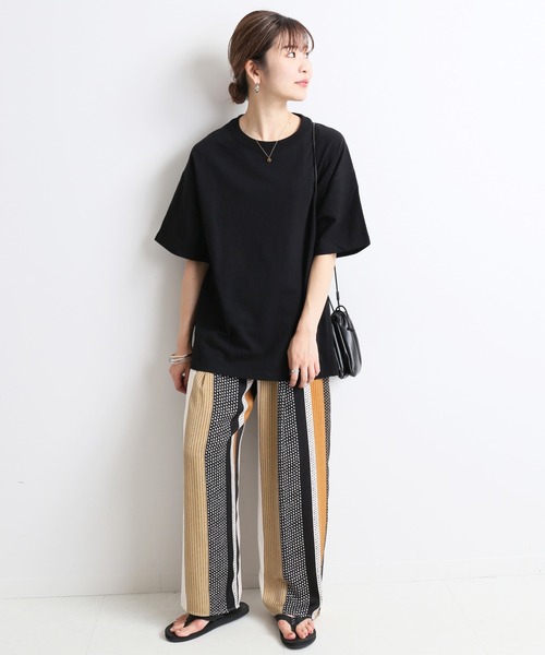 セール】スラブ天竺ワイドデザインTシャツ【手洗い可能】◇（Tシャツ