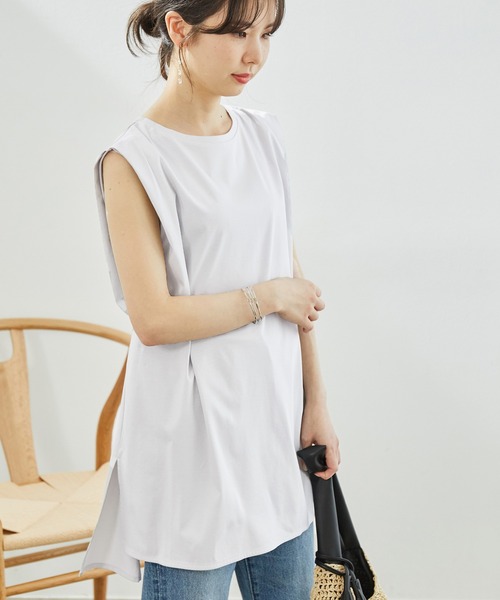 ROPE' PICNIC（ロペピクニック）の「80シルケットチュニックトップス（Tシャツ/カットソー・レディース・ブラック/ホワイト/ベージュ系その他/サックスブルー・38）」の16枚目の写真