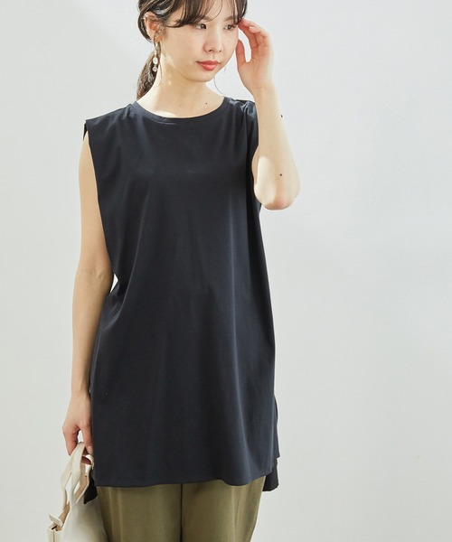 ROPE' PICNIC（ロペピクニック）の「80シルケットチュニックトップス（Tシャツ/カットソー・レディース・ブラック/ホワイト/ベージュ系その他/サックスブルー・38）」の14枚目の写真