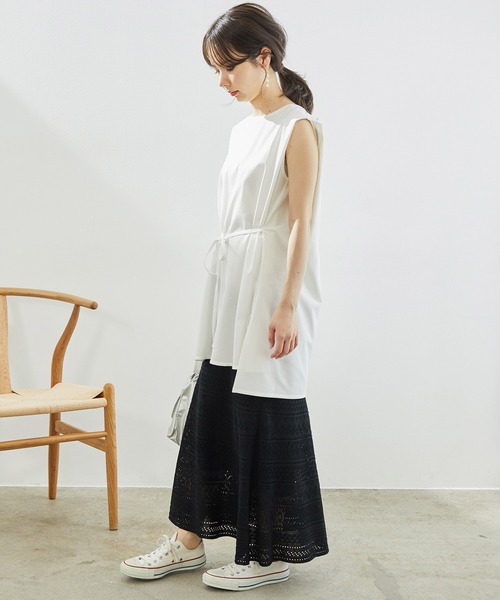 ROPE' PICNIC（ロペピクニック）の「80シルケットチュニックトップス（Tシャツ/カットソー・レディース・ブラック/ホワイト/ベージュ系その他/サックスブルー・38）」の6枚目の写真