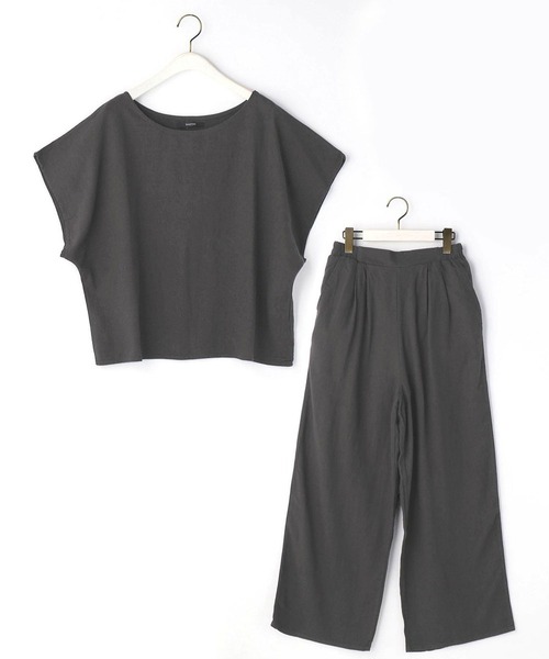 Grand PARK（グランドパーク）の「半袖カットソーセットアップ（アンサンブル・レディース・ベージュ/チャコールグレー/カーキ・FREE）」の2枚目の写真