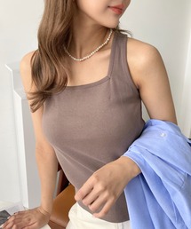 moment+ | 綿100％フライス.スクエアネックタンクトップ(タンクトップ)