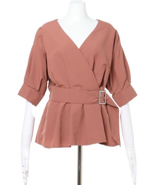 INGNI（イング）の「カシュクール／ペプラムブラウス（シャツ/ブラウス・レディース・ブラック/オレンジ/ライトカーキ/ベージュ・M）」の6枚目の写真