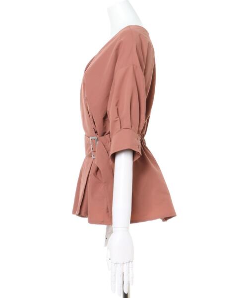 INGNI（イング）の「カシュクール／ペプラムブラウス（シャツ/ブラウス・レディース・ブラック/オレンジ/ライトカーキ/ベージュ・M）」の5枚目の写真