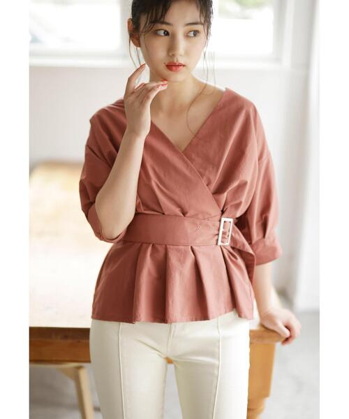 INGNI（イング）の「カシュクール／ペプラムブラウス（シャツ/ブラウス・レディース・ブラック/オレンジ/ライトカーキ/ベージュ・M）」の10枚目の写真