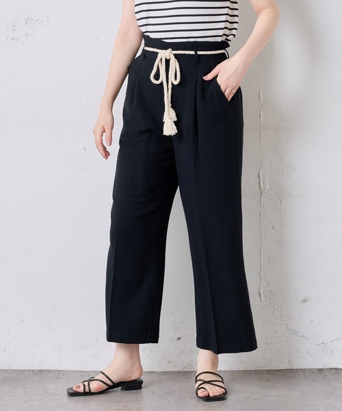 natural couture（ナチュラルクチュール）の「綿麻ツイストコード付きパンツ（その他パンツ・レディース・ブラック/モカ/ベージュ/グリーン系その他/ストライプ・FREE）」の14枚目の写真