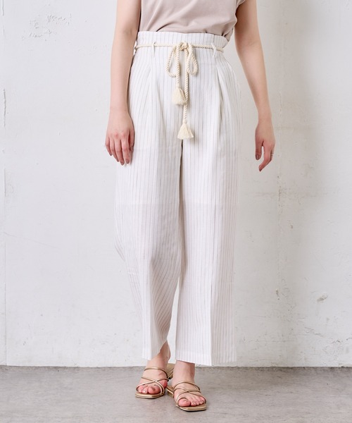 natural couture（ナチュラルクチュール）の「綿麻ツイストコード付きパンツ（その他パンツ・レディース・ブラック/モカ/ベージュ/グリーン系その他/ストライプ・FREE）」の16枚目の写真