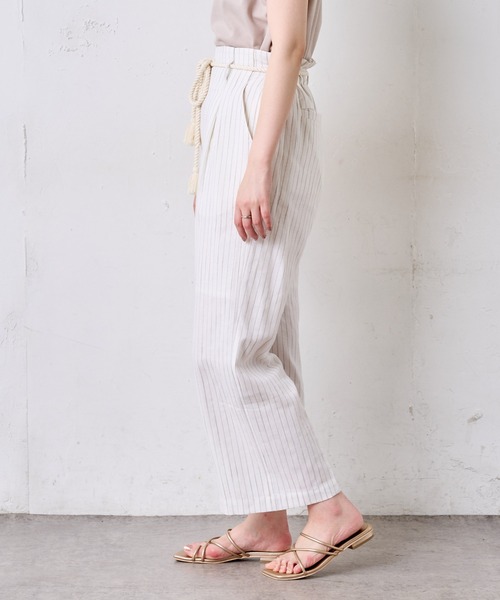 natural couture（ナチュラルクチュール）の「綿麻ツイストコード付きパンツ（その他パンツ・レディース・ブラック/モカ/ベージュ/グリーン系その他/ストライプ・FREE）」の12枚目の写真