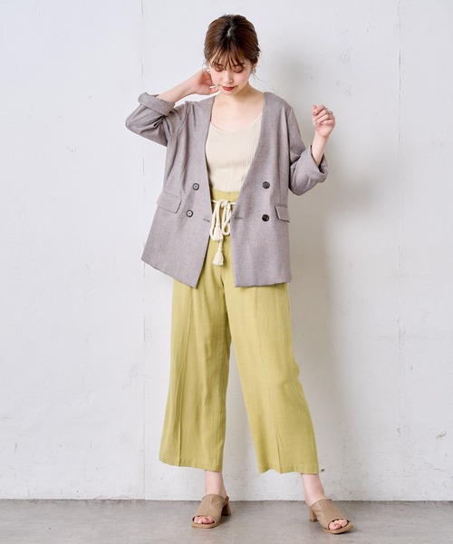 natural couture（ナチュラルクチュール）の「綿麻ツイストコード付きパンツ（その他パンツ・レディース・ブラック/モカ/ベージュ/グリーン系その他/ストライプ・FREE）」の19枚目の写真