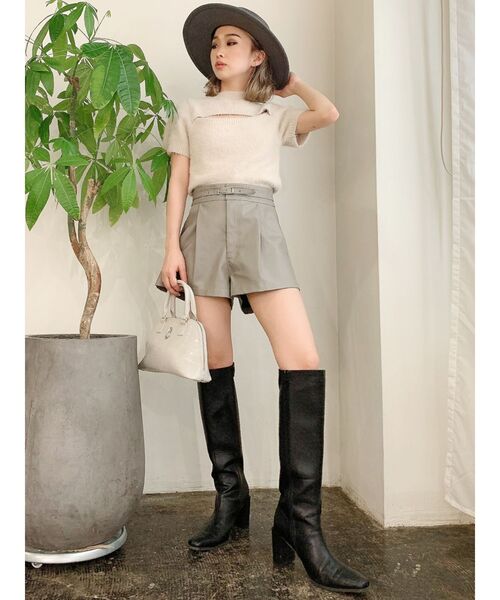 GYDA（ジェイダ）の「フロントOPENハーフスリーブシャギーニット TOPS（ニット/セーター・レディース・ブラック/ベージュ/アイボリー・FREE）」の6枚目の写真