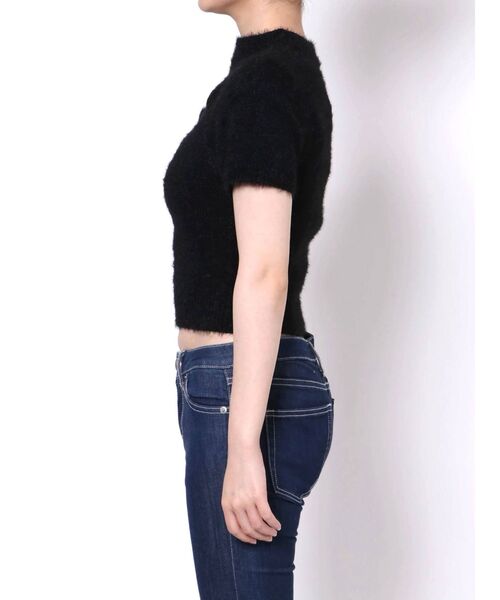 GYDA（ジェイダ）の「フロントOPENハーフスリーブシャギーニット TOPS（ニット/セーター・レディース・ブラック/ベージュ/アイボリー・FREE）」の16枚目の写真