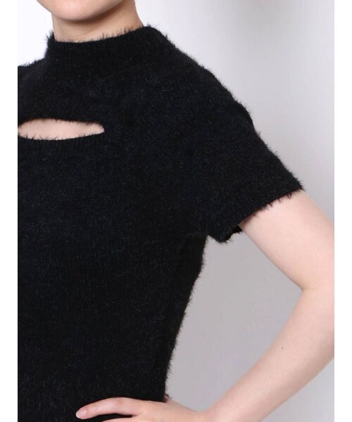 GYDA（ジェイダ）の「フロントOPENハーフスリーブシャギーニット TOPS（ニット/セーター・レディース・ブラック/ベージュ/アイボリー・FREE）」の19枚目の写真