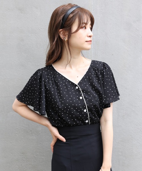 one after another NICE CLAUP（ワンアフターアナザーナイスクラップ）の「【WEB限定カラーあり】フレア配色パイピングブラウス（シャツ/ブラウス・レディース・ブラック/イエロー/アイボリー/ミント/その他1/その他2・FREE）」の7枚目の写真