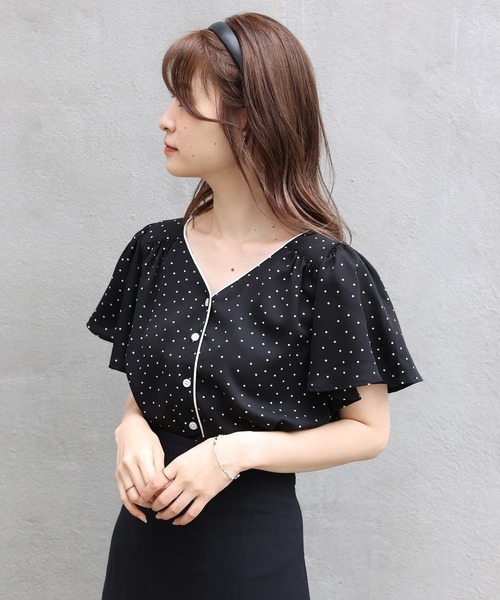 one after another NICE CLAUP（ワンアフターアナザーナイスクラップ）の「【WEB限定カラーあり】フレア配色パイピングブラウス（シャツ/ブラウス・レディース・ブラック/イエロー/アイボリー/ミント/その他1/その他2・FREE）」の8枚目の写真